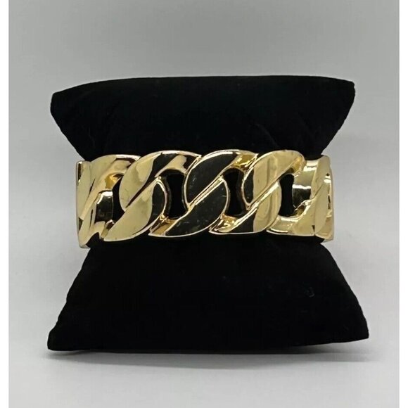 Unbranded Jewelry - Gold-tone Hinged Bracelet Clamper Large Faux Chain Link Statement Bracelet